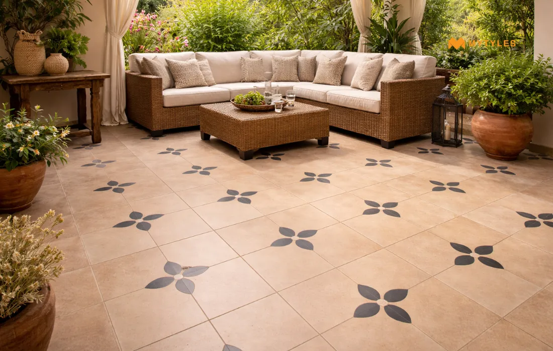 Athangudi Tile in Garden 